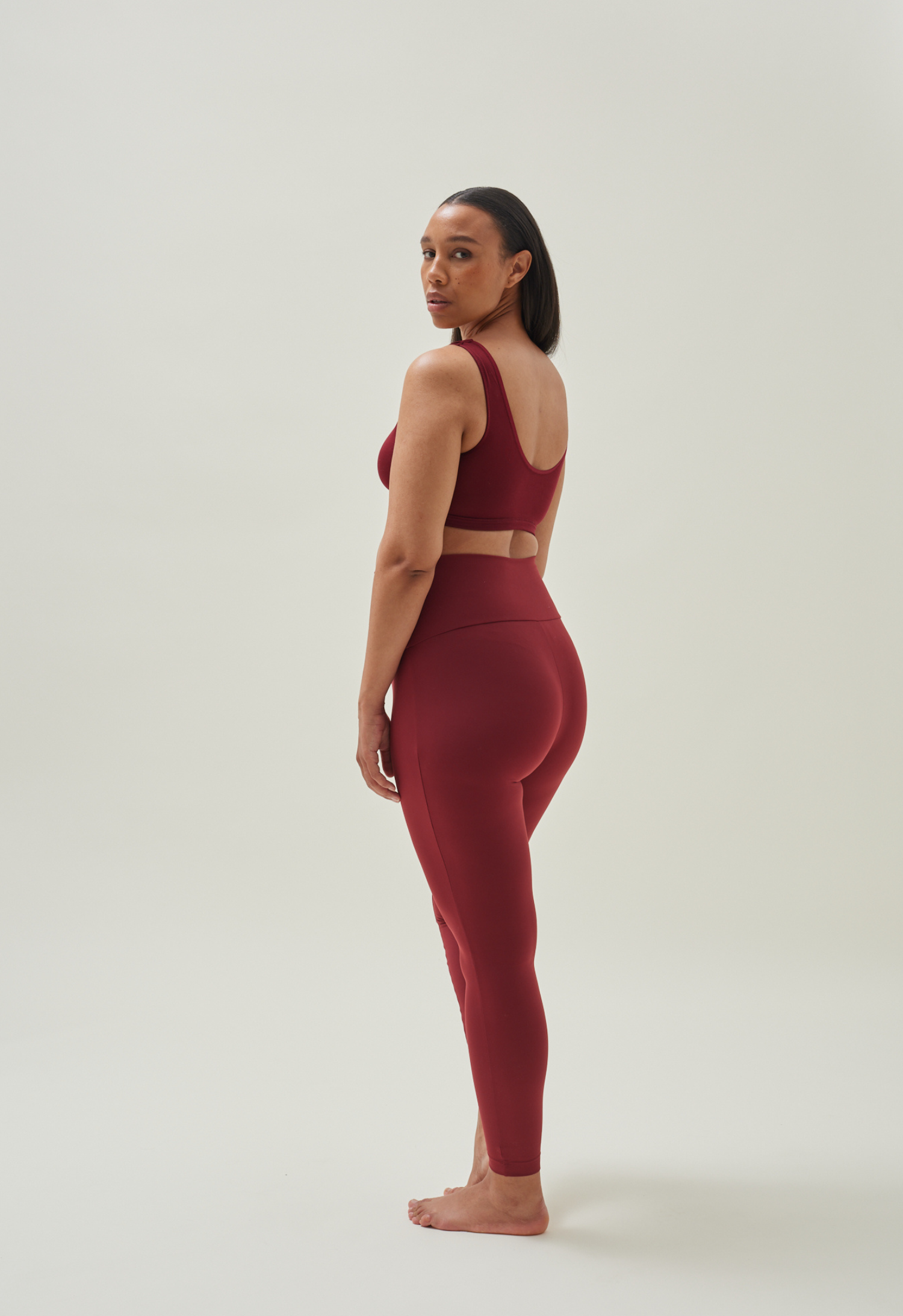 Maternity yoga leggings - Dark red gallery