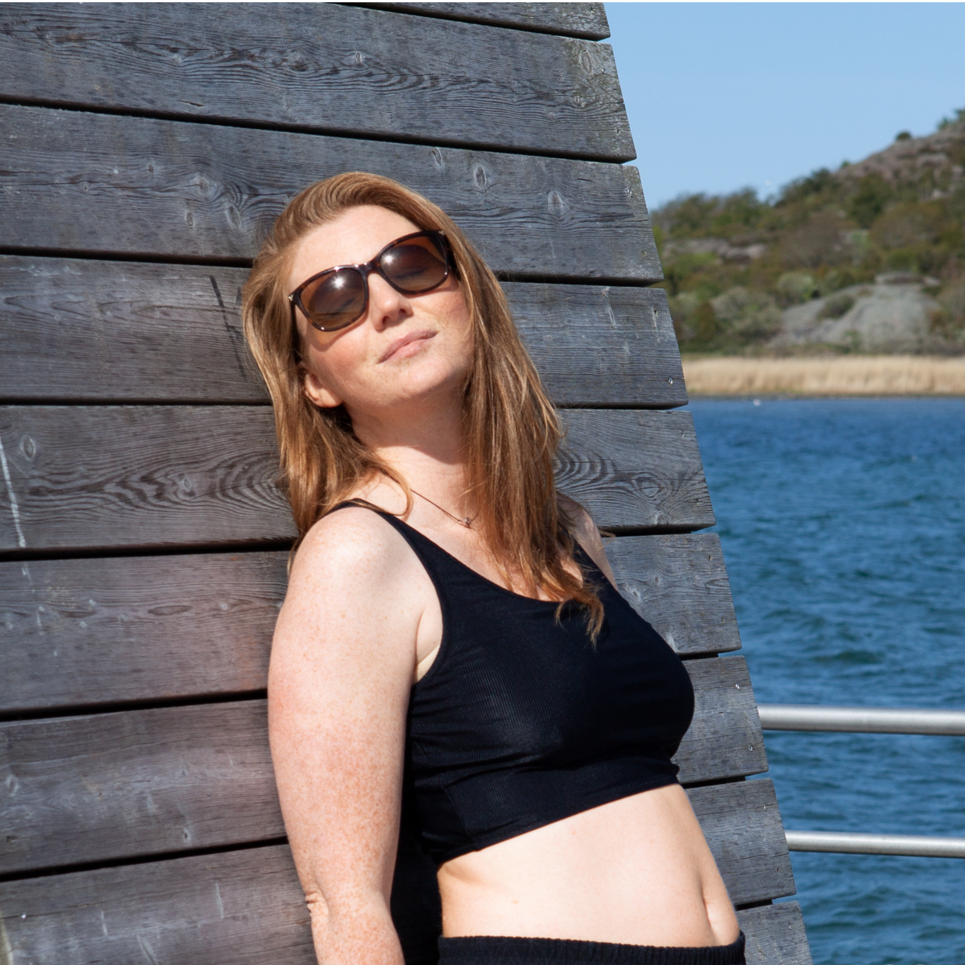 Swim Crop Top Ribbed - Black