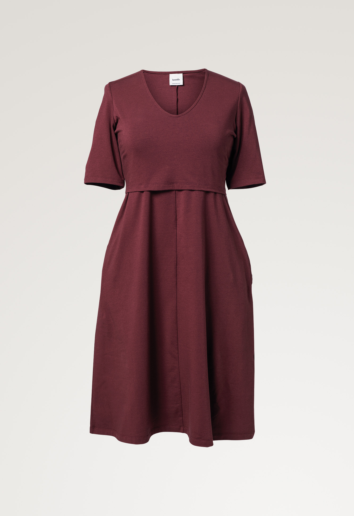 A shaped nursing dress short sleeve - Dark Red gallery
